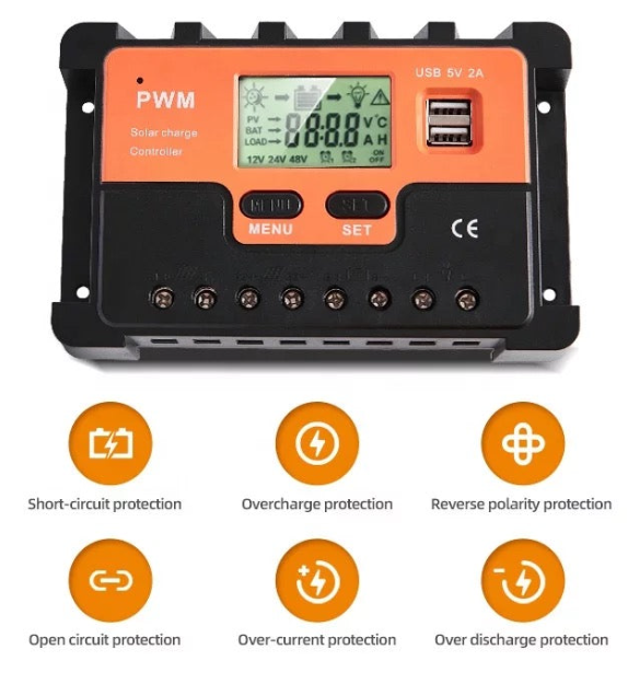 10A PWM Solar Charge Controller - AOITS (Double Panel Input)