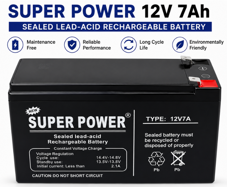 Super Power 12V 7Ah Solar Battery - Rechargeable