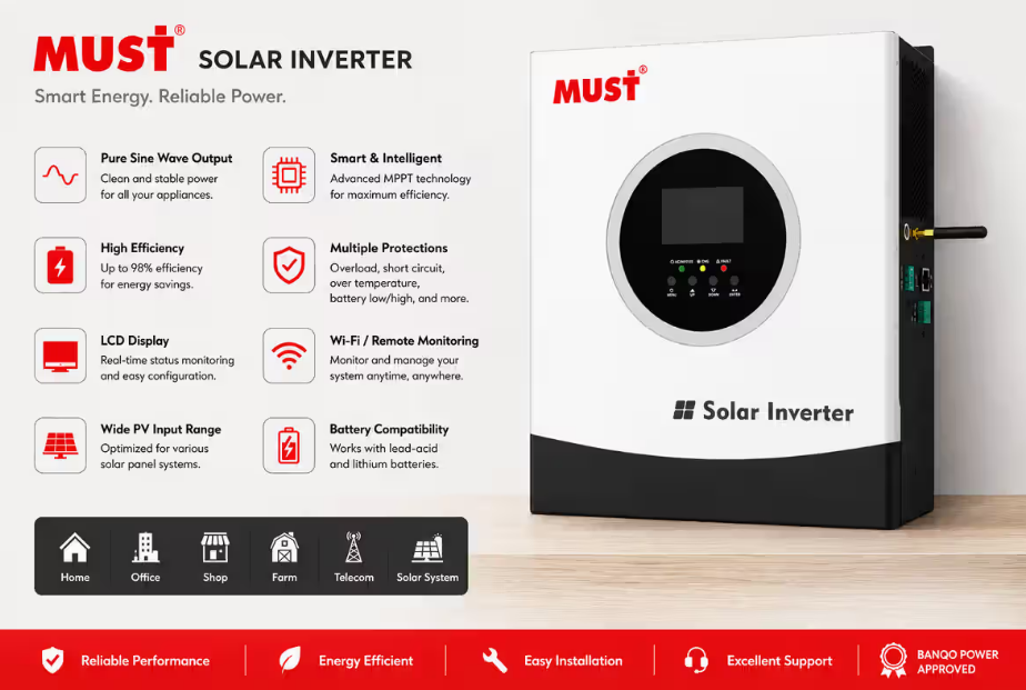 MUST 4KW 24V INVERTER 100A MPPT INCL WIFI