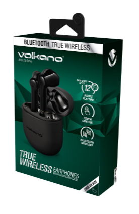 True Wireless Aries 2.0 Series Earbuds with charging case - Volkano (Black)