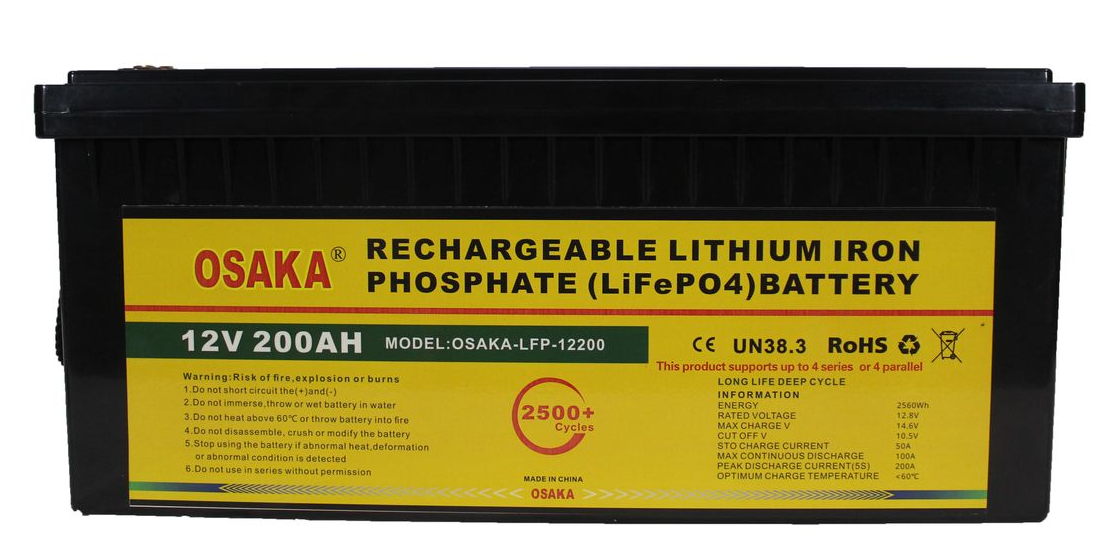 12V 200AH Osaka Rechargeable Lithium Battery (LFP-12200)