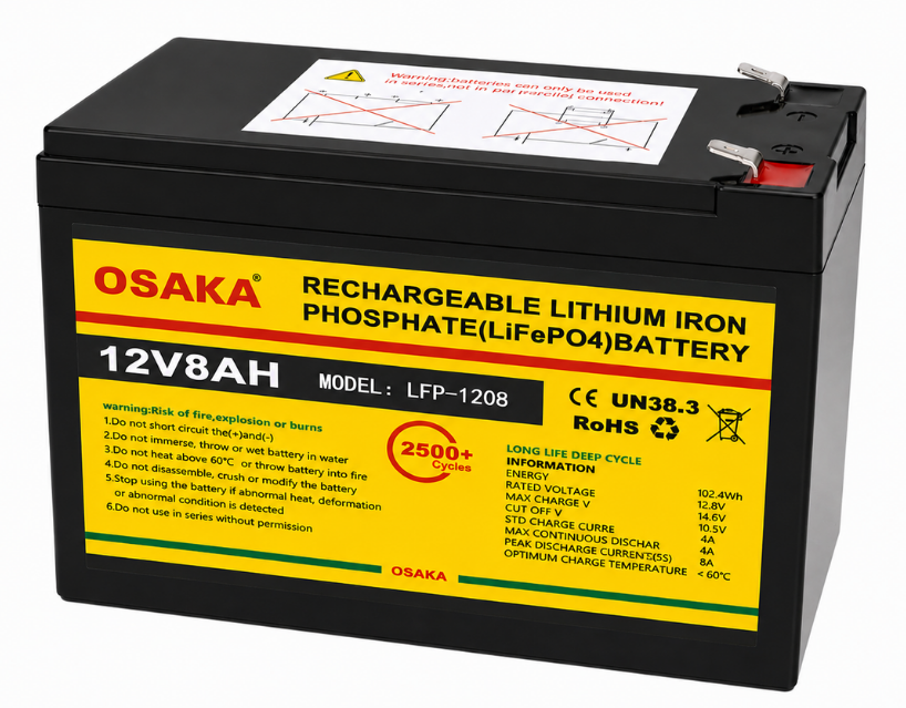 Osaka 12V 8Ah Lithium Battery | 2500+ Cycles | Long Life
