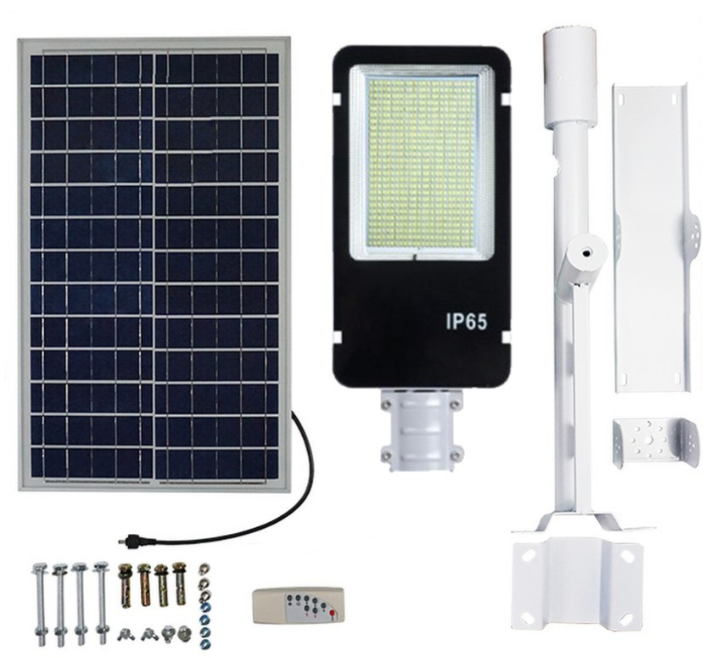 600W Solar Street Light with Remote, Bracket & Pole - 5 PACK