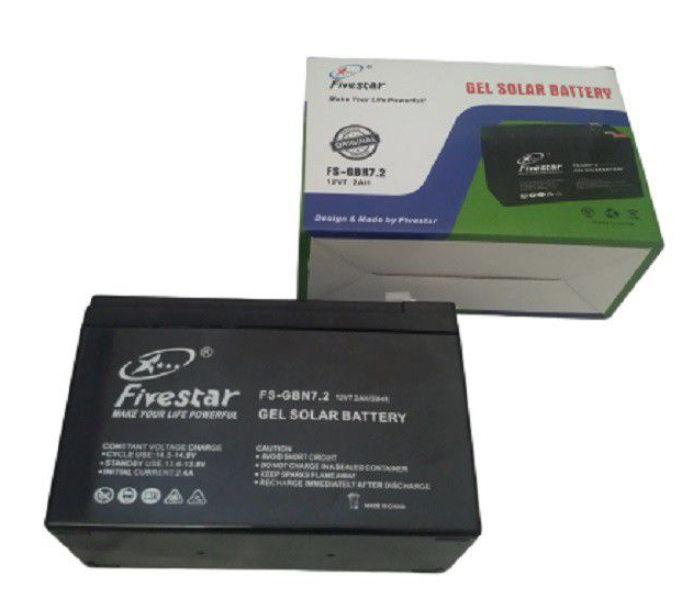 12V 7.2AH Solar Gel Battery  - FIVESTAR