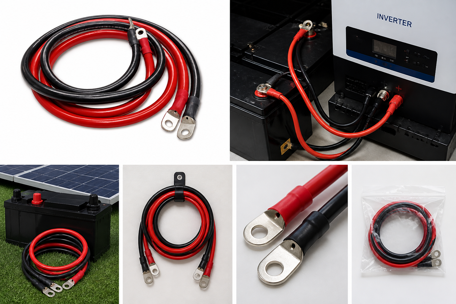12MM DC COPPER CABLE FOR INVERTER/BATTERY CONNECTIONS WITH LUGS - 1M PAIR