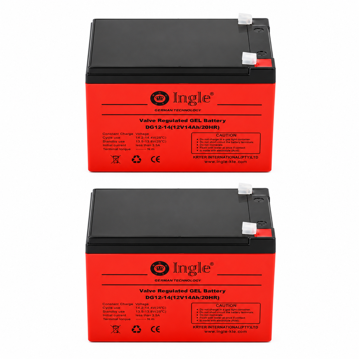 2 x 12V 14AH Gel Battery 12V14AH/20HR - Ingle Germany Technology