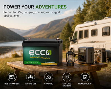 12.8V 100AH Ecco Lithium Battery 1.28kWh