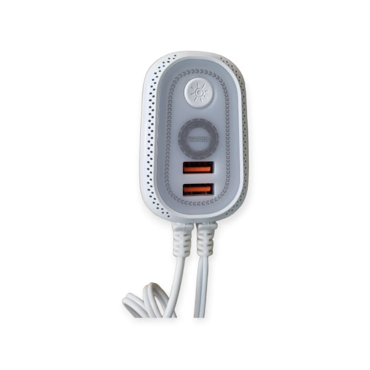 Smart Charger With Battery Leads 3A AC+DC 2 USB + LED Night Light