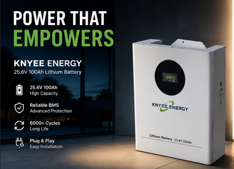 KYNEE 25.6V 100Ah Lithium Battery (LiFePO4)