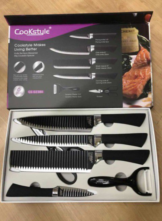 6 Piece Non-Stick Coated Kitchen Knife Set
