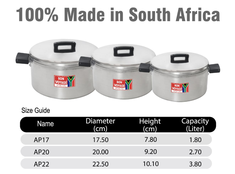 Bon Voyage - 6 Piece Pots Set Cookware Aluminium Stew Pan