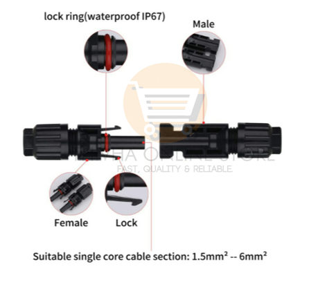 Waterproof Solar Panel Cable Connectors - 10 Pairs