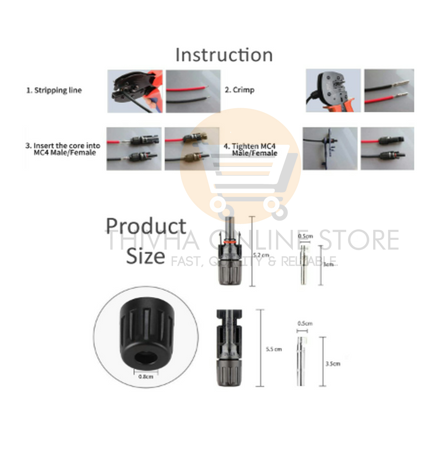 Waterproof Solar Panel Cable Connectors - 10 Pairs