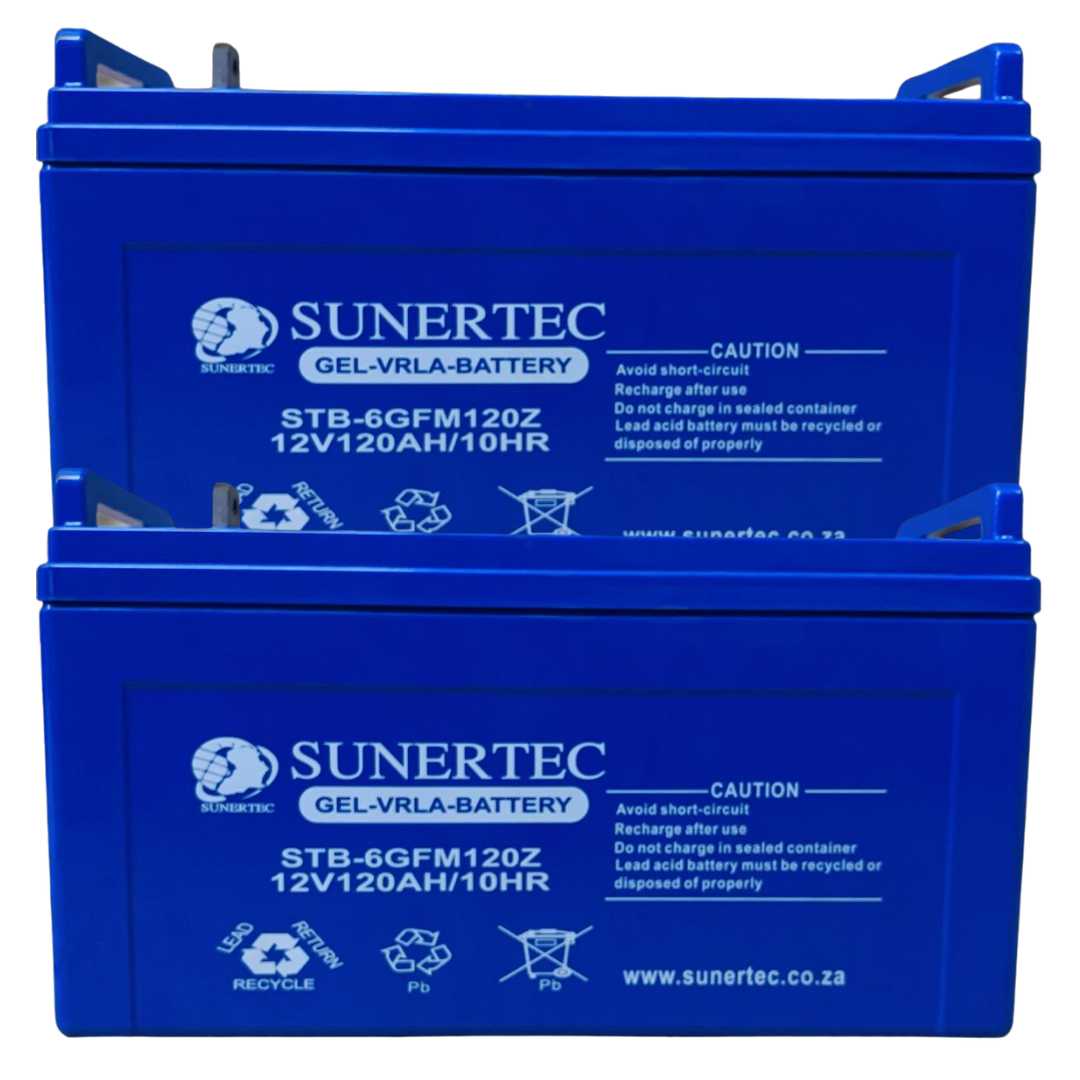2 x 12V 120AH Deep Cycle Gel Battery - Sunertec (2PCS - 24V)