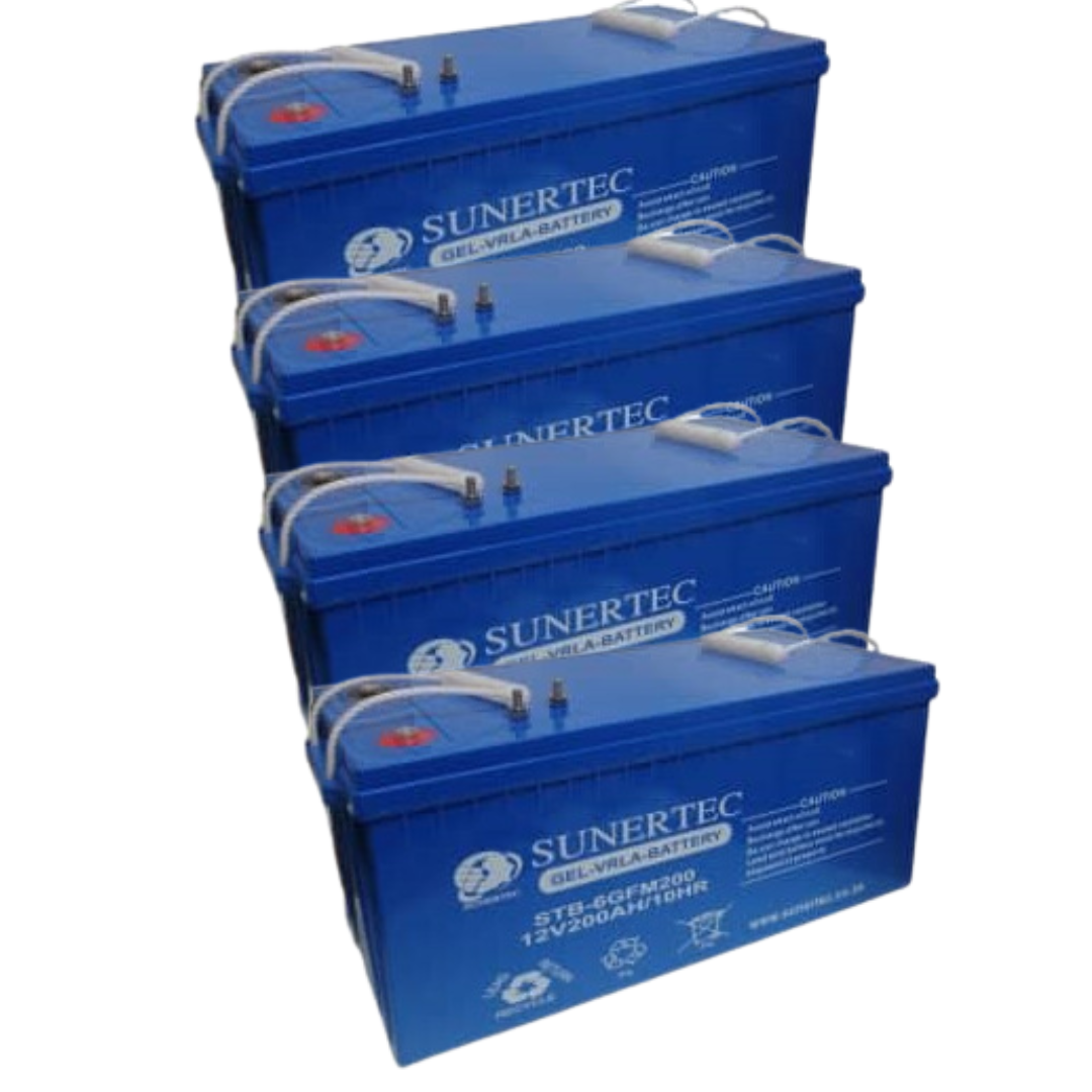 4 x 12V 200AH Deep Cycle Gel Battery - Sunertec (4PCS-48V)
