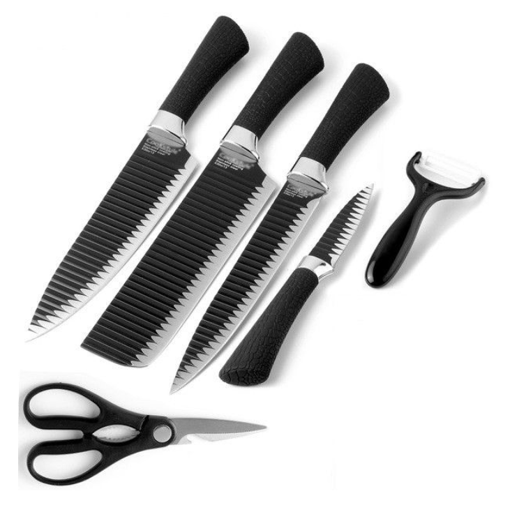 6 Piece Non-Stick Coated Kitchen Knife Set