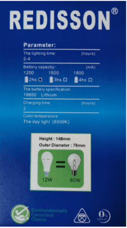 Redisson 12w Emergency LED Bulb Bayonet B22 (10 Pack)