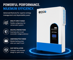 Hybrid Inverter 48v 11 Kva 11000w MPPT 160A Inverter Pure Sine Wave - Ecco
