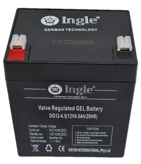 12V 4.5AH/20HR Valve Regulated GEL Battery - Ingle