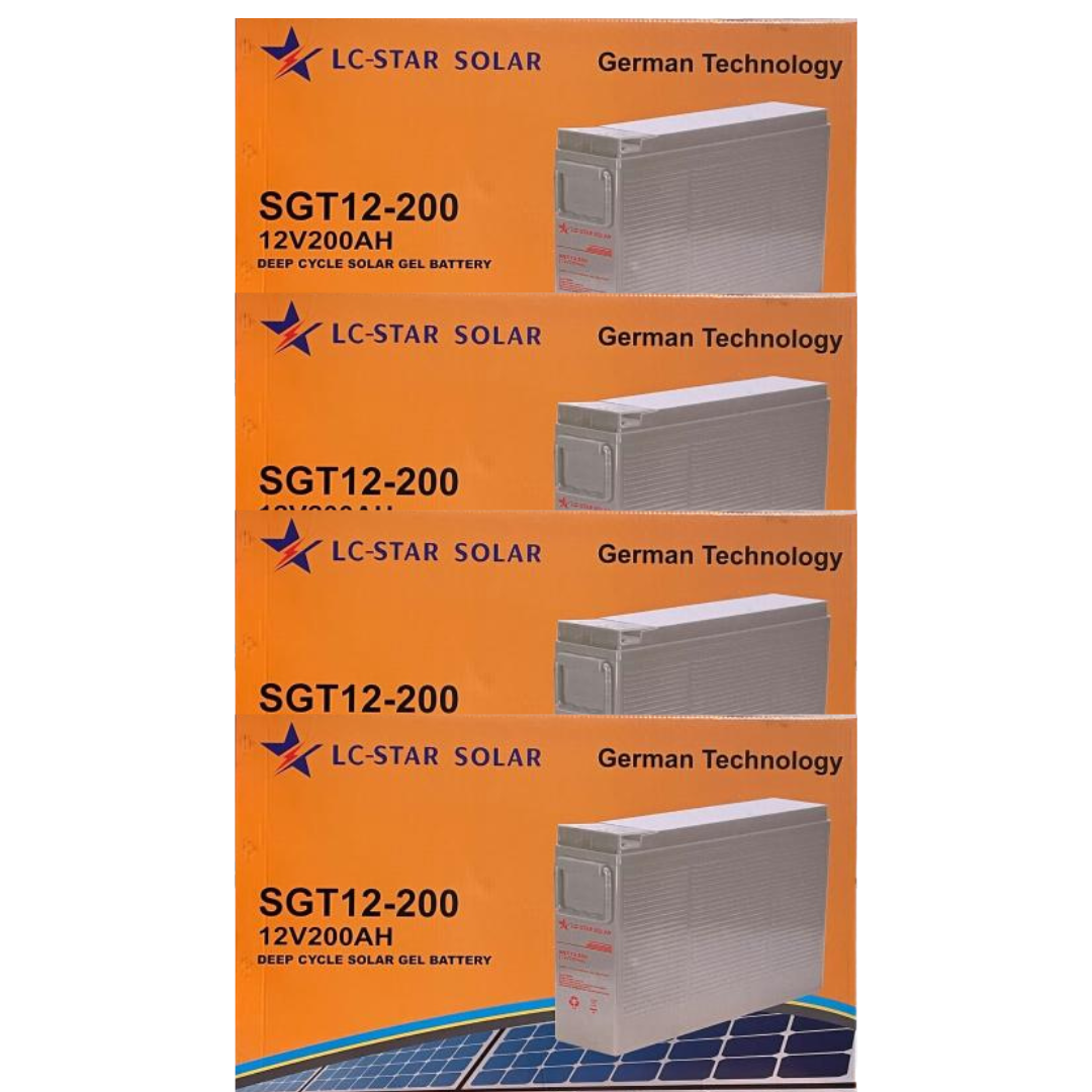 4 x 12V 200AH Deep Cycle Gel Battery - LC Star Solar SLIM (48V)