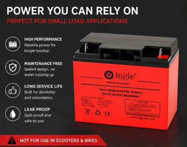 12V 18Ah Gel Battery - Ingle
