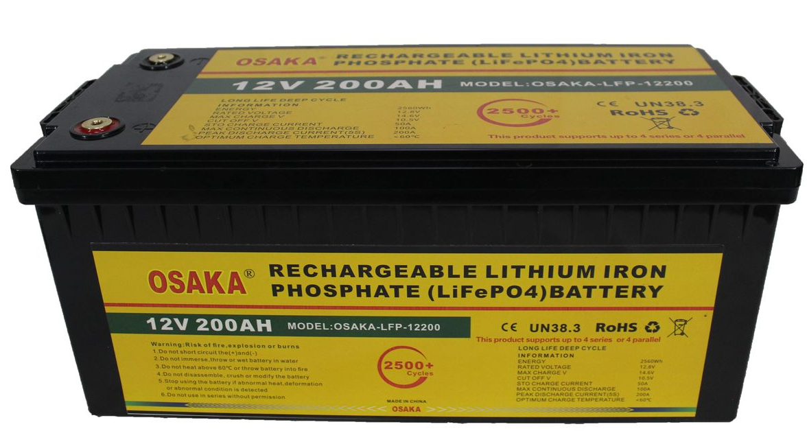 12V 200AH Osaka Rechargeable Lithium Battery (LFP-12200)