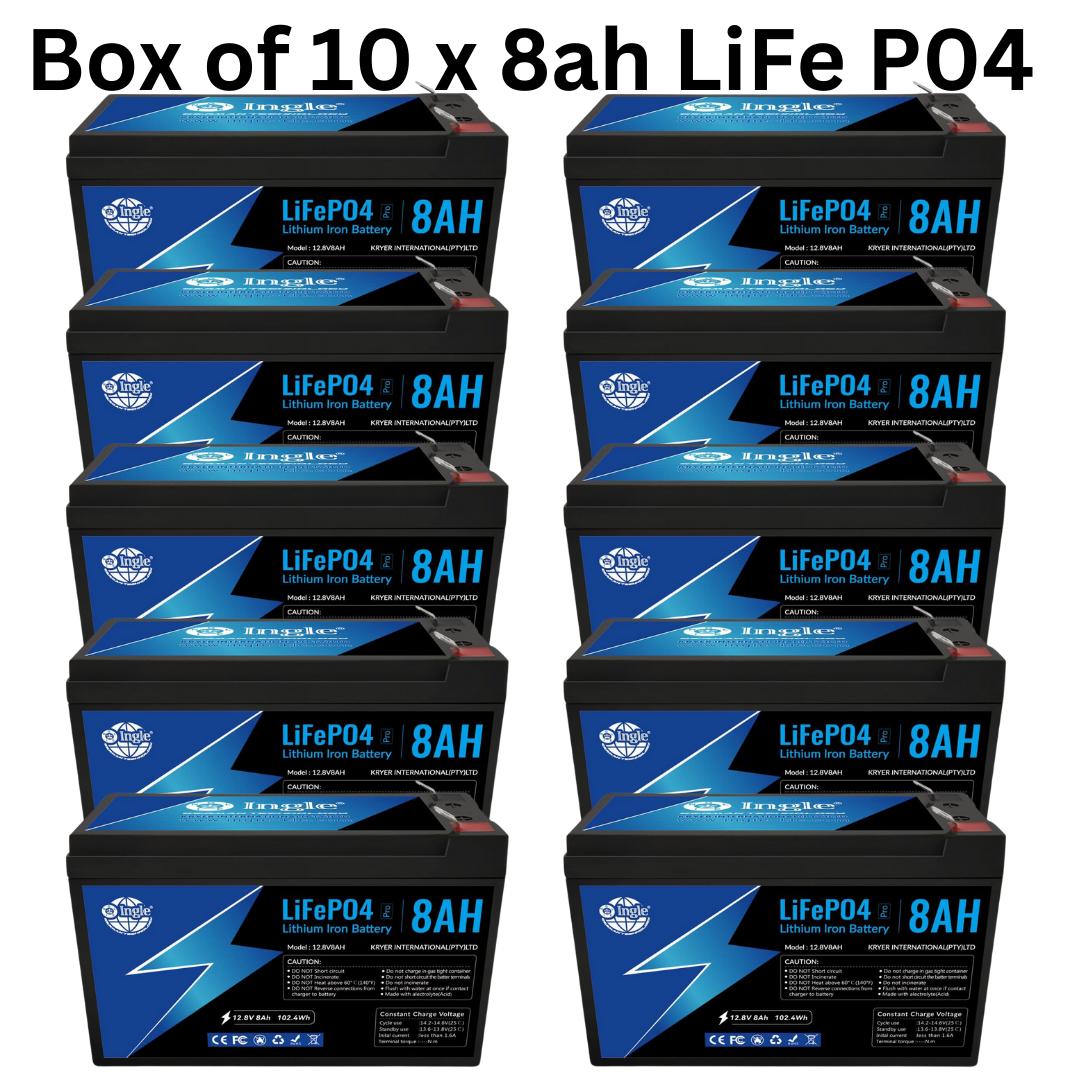 Ingle 12.8V 8Ah LiFe P04 Battery (Box of 10 Units)