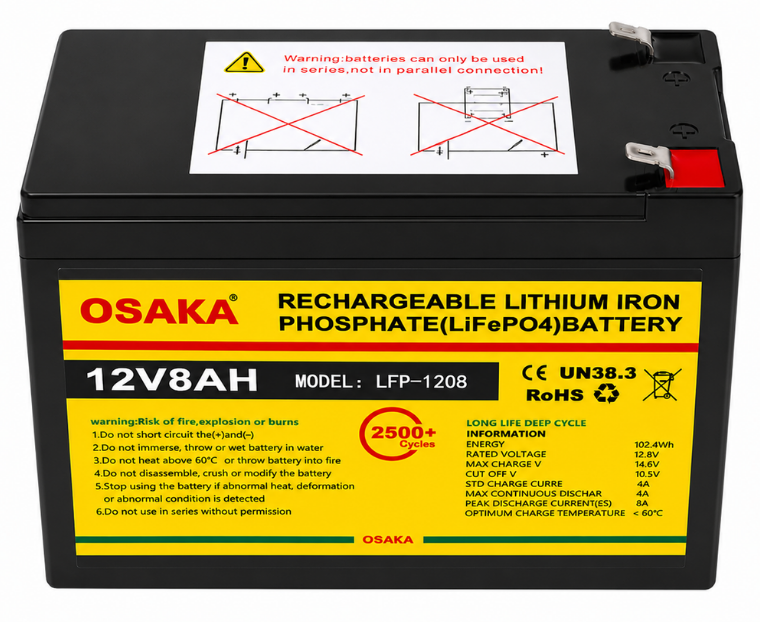 Osaka 12V 8Ah Lithium Battery | 2500+ Cycles | Long Life