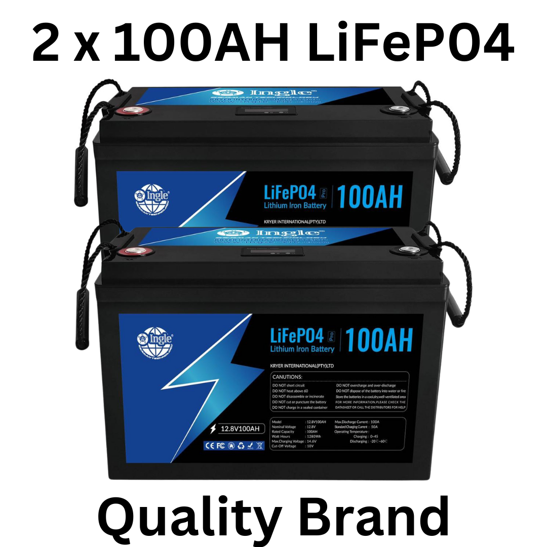 2 x 12.8V 100AH LiFeP04 Lithium Iron Battery - INGLE