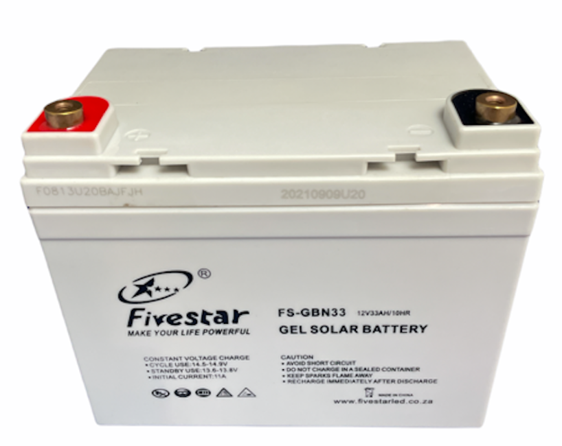 Solar Gel 12V Battery 33AH Deep Cycle - FIVESTAR
