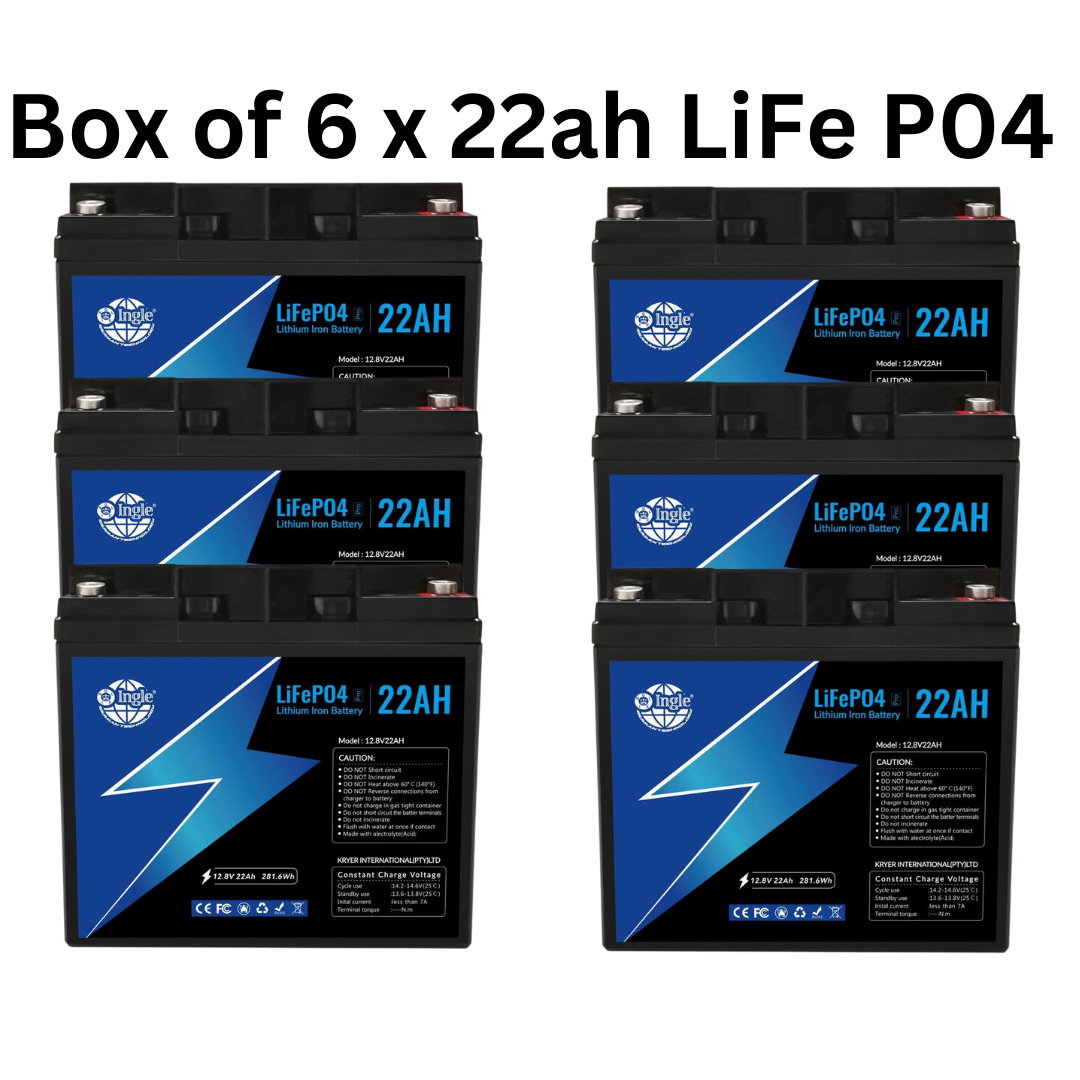 High-Cycle Lithium 12.8V 22AH LifeP04-Pack - Ingle (Box of 6 Units)