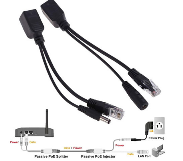 Rappid RJ45 Power Over Ethernet POE Adapter Injector & Splitter Cable