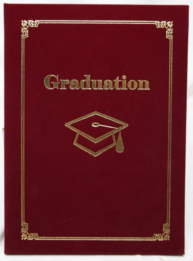 A4 Graduation Certificate Holder Velvet - Maroon