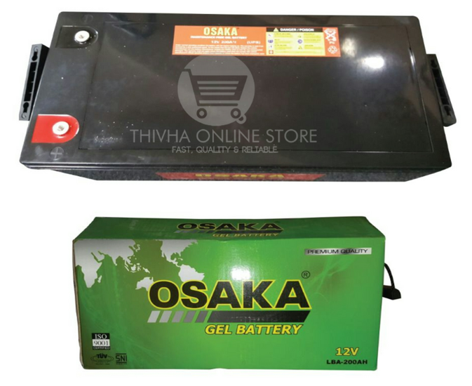2 x OSAKA Deep Cycle Gel Battery 200AH 12V (100% FULL CAPACITY) - (2PCS-24V)