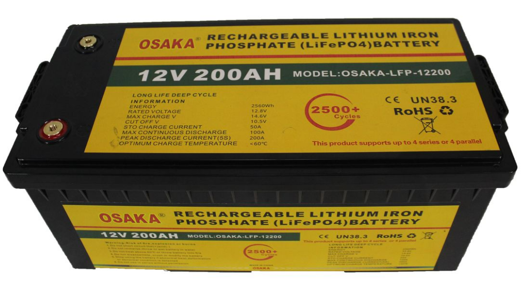 12V 200AH Osaka Rechargeable Lithium Battery (LFP-12200)
