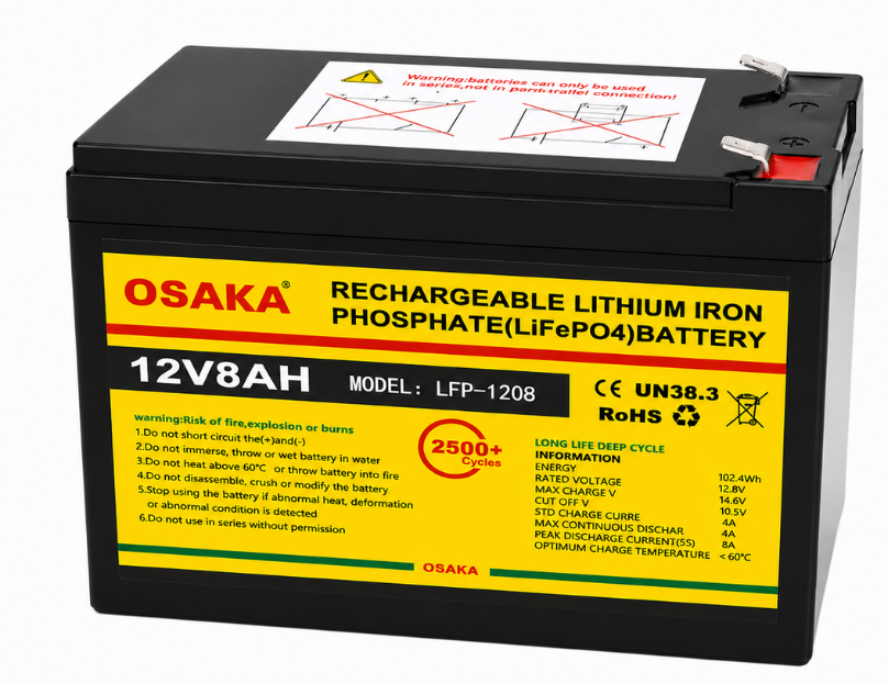Osaka 12V 8Ah Lithium Battery | 2500+ Cycles | Long Life