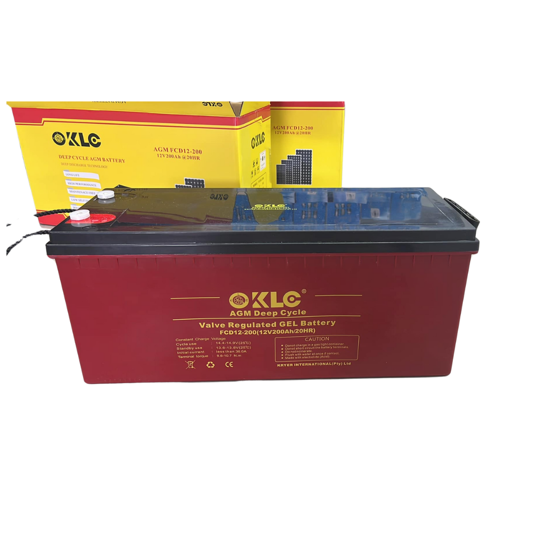 KLE 200Ah 12V AGM Deep Cycle Battery