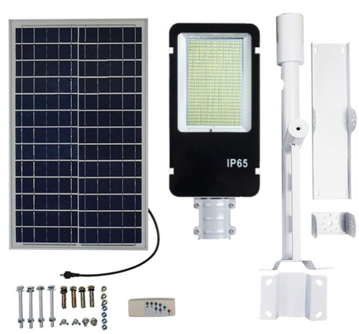 600W Solar Street Light with Remote, Bracket & Pole