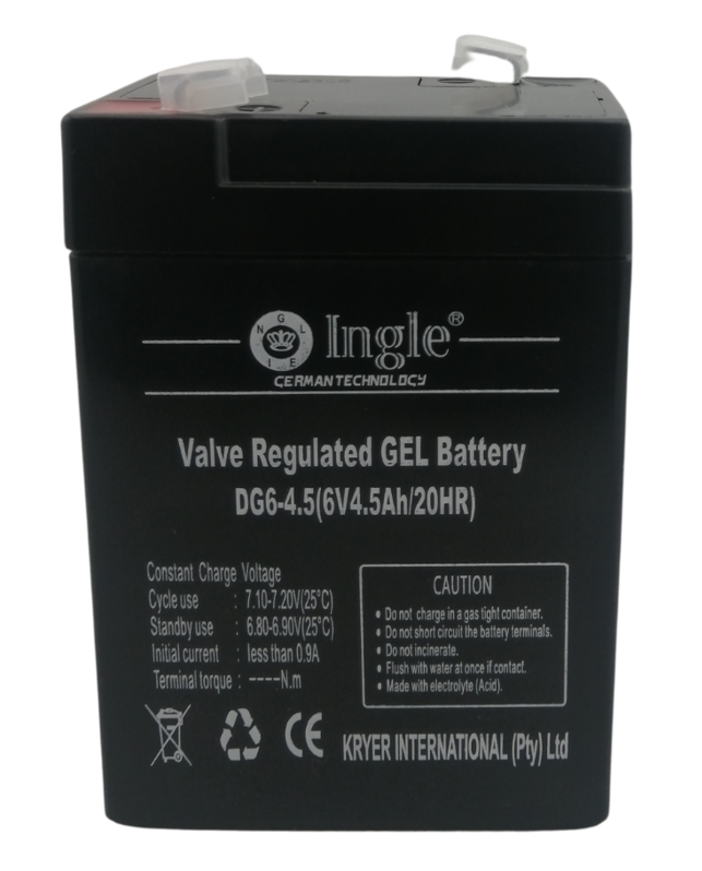6V 4.5AH/20HR Valve Regulated GEL Battery - Ingle