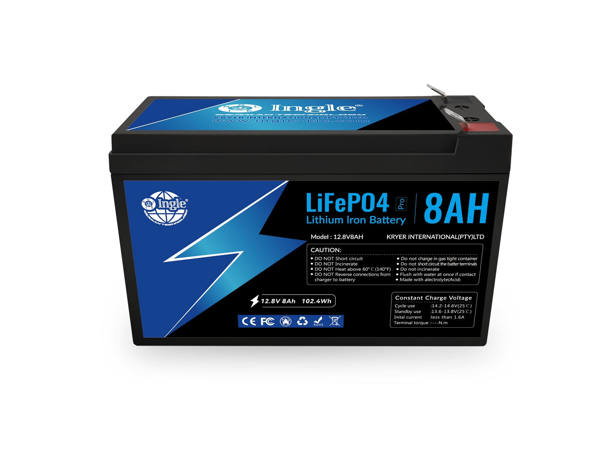 Ingle 12.8V 8Ah LiFe P04 Battery