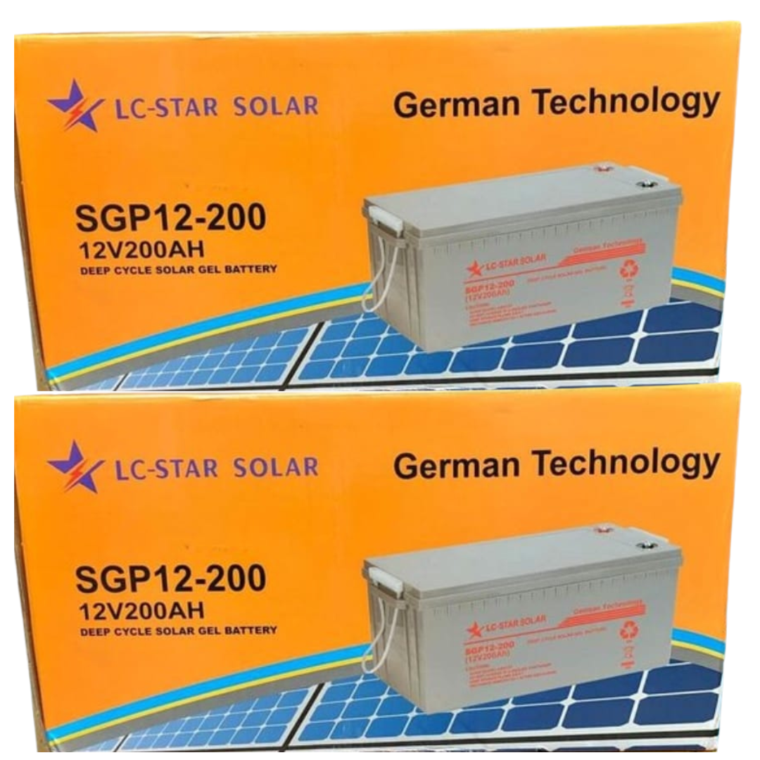 2 x 12V 200AH Deep Cycle Gel Battery - LC Star Solar Block (24V)