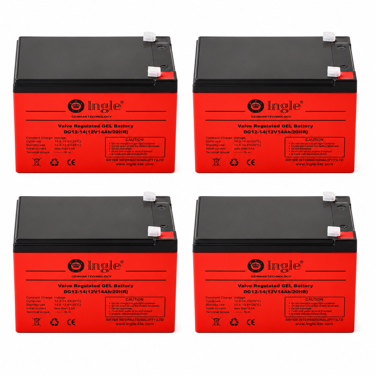 4 x 12V 14AH Gel Battery 12V14AH/20HR - Ingle Germany Technology