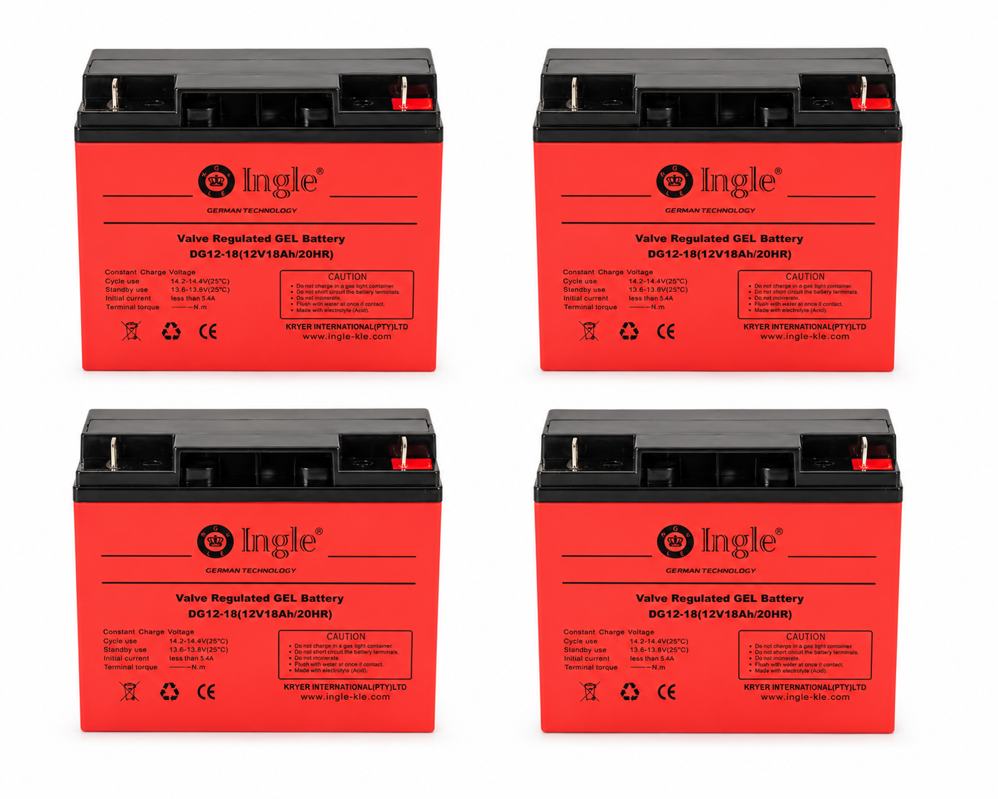 4 x 12V 18Ah Gel Battery - Ingle