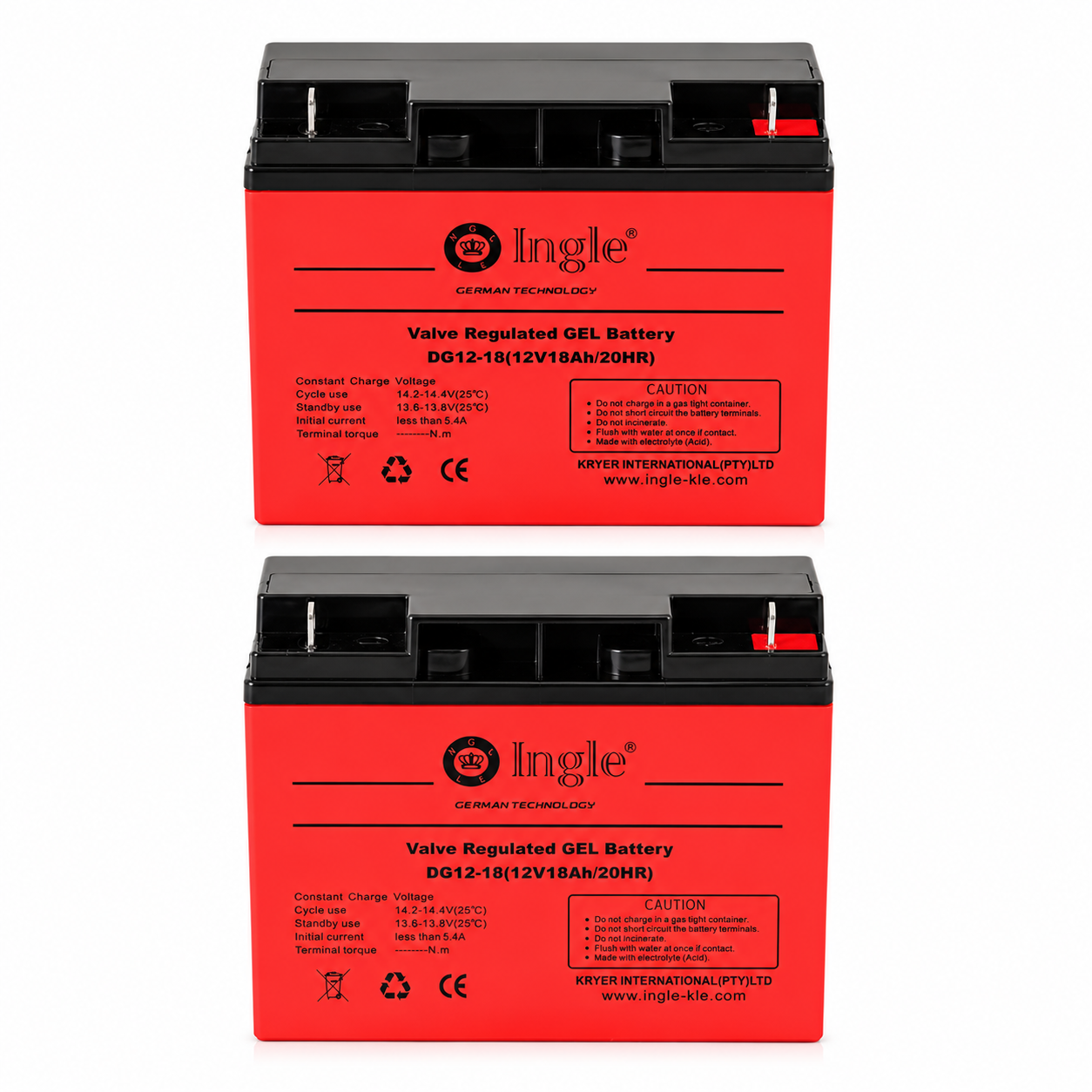 2 x 12V 18Ah Gel Battery - Ingle