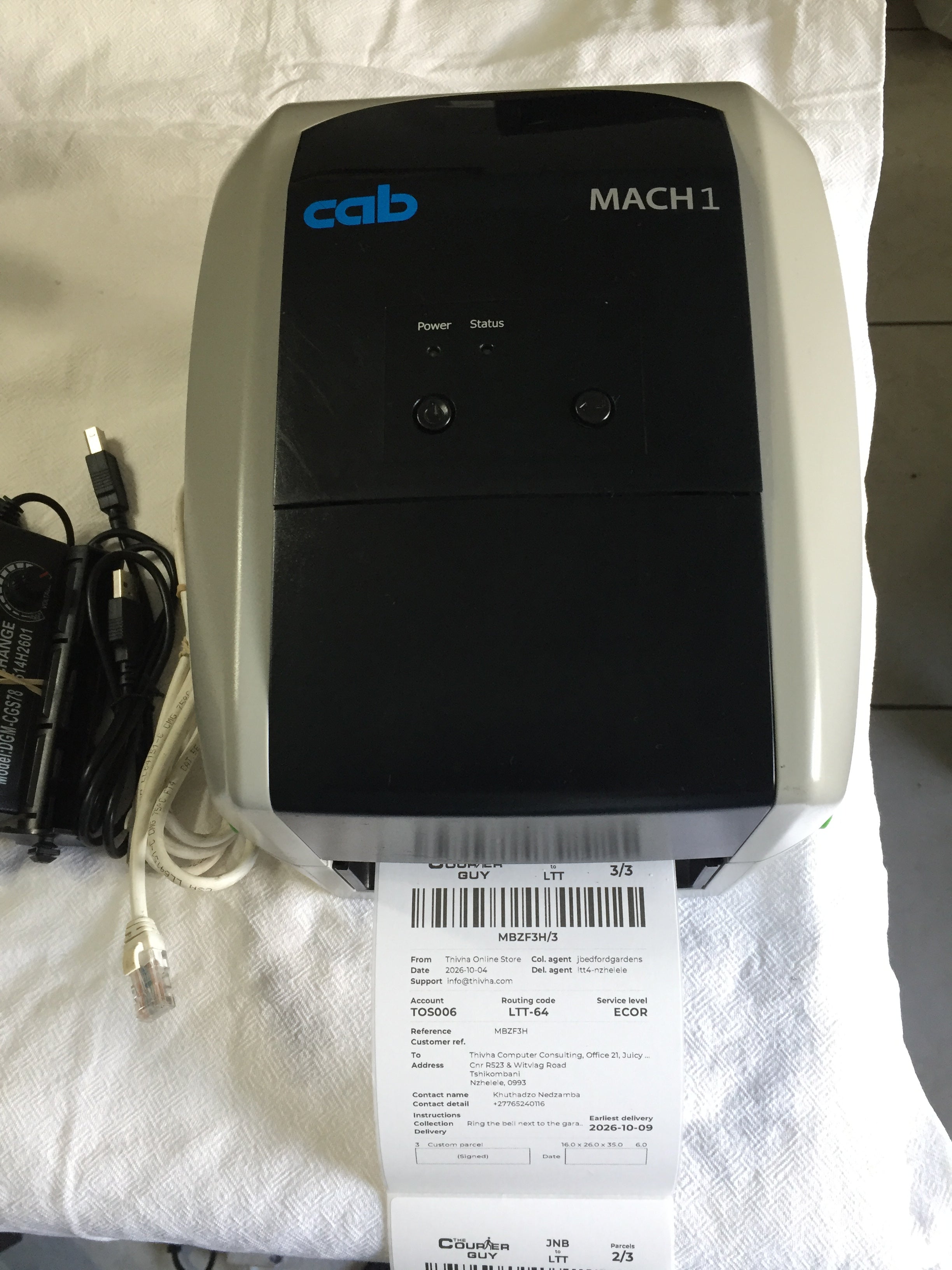 Cab MACH1/300 Label Printer USB & Network Interface