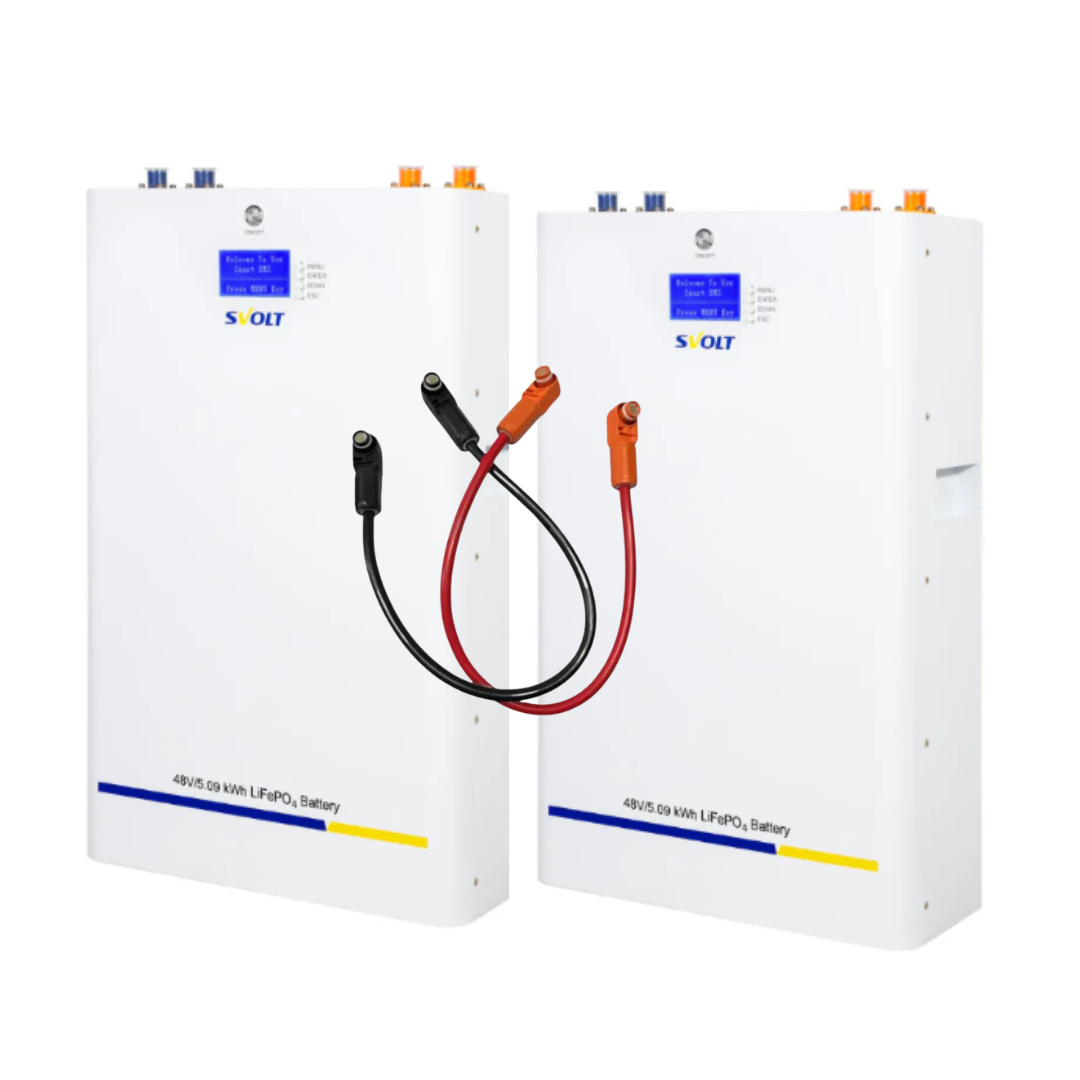 2 x SVOLT 5.09Kwh 48V 106AH Lithium Battery plus parallel cables