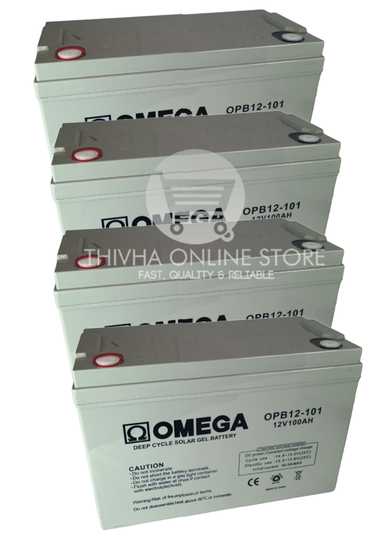4 x 12V 100AH Gel Solar Deep Cycle Battery - OMEGA(4PCS- 48V)