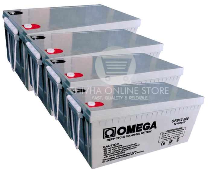4 x 12V 200Ah Gel Solar Deep Cycle Battery - OMEGA(4PCS - 48V)