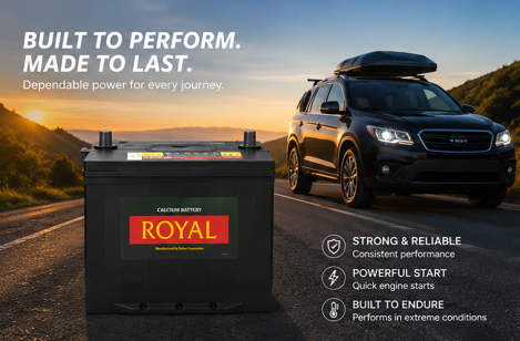 Royal NS70 65Ah Battery – 12V Calcium Maintenance-Free Battery