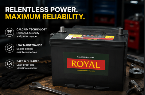 Royal NS70 65Ah Battery – 12V Calcium Maintenance-Free Battery